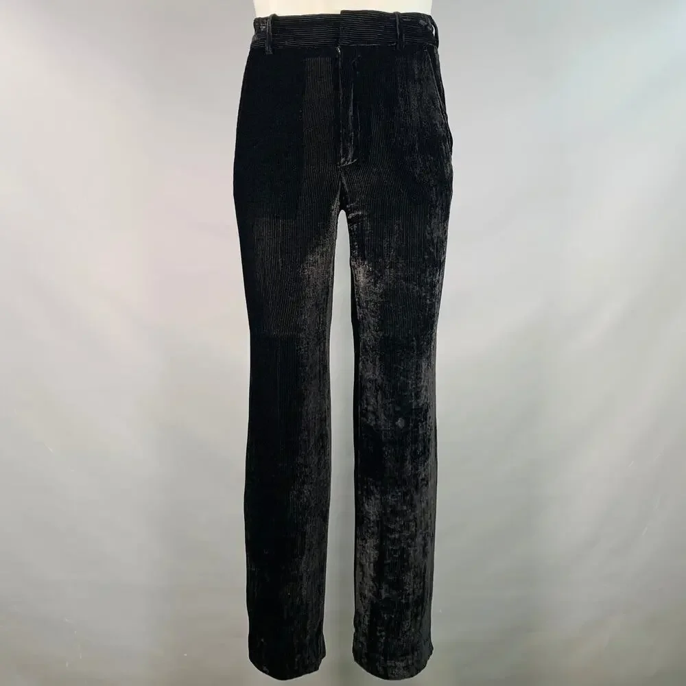 SIES MARJAN Size S Black Velvet Silk Cotton Button Up Shirt Pants Set